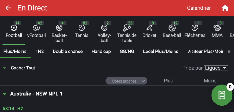 SportyBet Côte d'Ivoire, paris en direct (live)